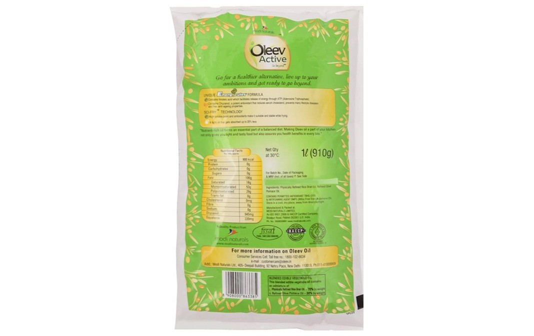 Oleev Active Blended Edible Vegetable Oil    Pouch  1 litre